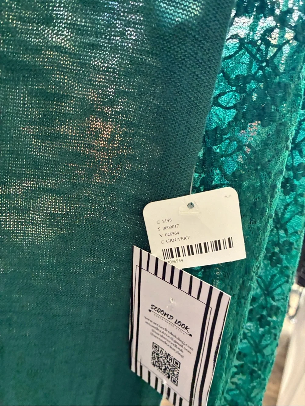 Free People Emerald Green Lace Detail Long Sleeve Top NWT